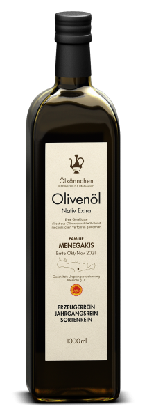 Familie Menegakis Bio Olivenöl nativ extra, 100% Koroneiki Oliven 
