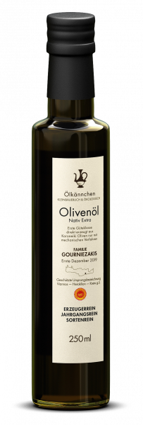 Ölkännchen Familie Gourniezakis gU Viannos 0,25-L-Glasflasche, Ernte 2019/20