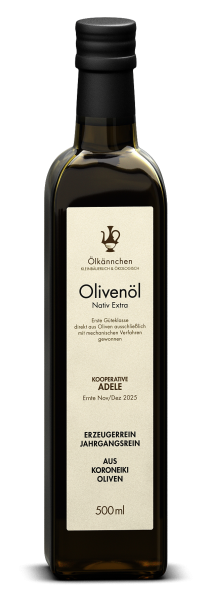 Kooperative Adele, Koroneiki Oliven, Rethymno, Kreta GR 500 ml - Ernte Nov./Dez. 2025