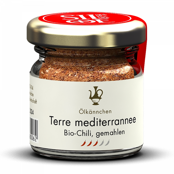 Terre mediterranee mittelscharfes, rotes Chili Pulver (BIO) aus der Toskana 15g