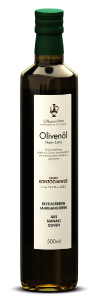 Familie Kontogiannis, Manaki Oliven, Korinth GR 500ml – Ernte Okt./Nov. 2025