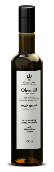 Masía Terrers, Arbequina Oliven, Bocairent, Valencia ES 500ml - Ernte Nov. 2025