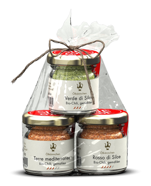 Siloe Chili Rosso, Terre mediterranée, Verde, Toskana IT 3x15g im Gläschen