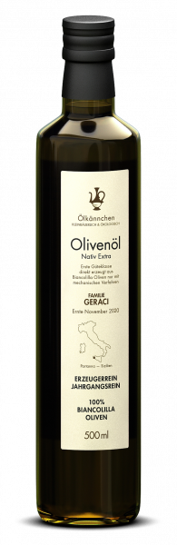 Ölkännchen Fam. Geraci (Sizilien) 100% Biancolilla 500ml, Ernte Nov/Dez 2020